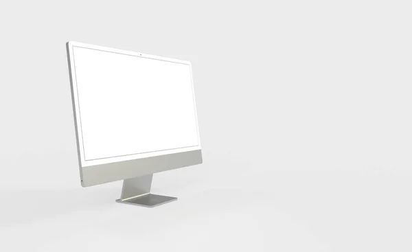 Computer Monitor Copyspace White Screen Isolated White Background — Stock Photo, Image