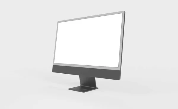 Monitor Computador Com Copyspace Tela Branca Isolado Fundo Branco — Fotografia de Stock