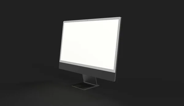 Počítačový Monitor Kopírovacím Prostorem Bílé Obrazovce Izolovaný Černém Pozadí — Stock fotografie