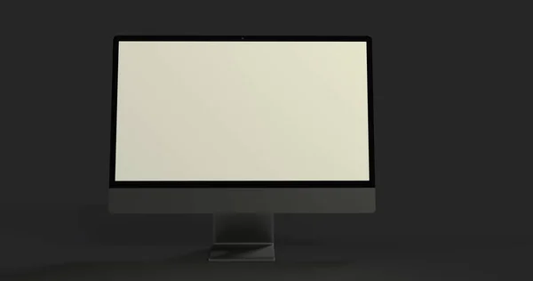黒い背景に隔離された白い画面上のコピースペースを持つコンピュータモニタ — ストック写真