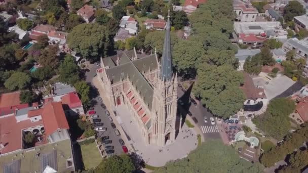 Belas Imagens Catedral Gótica Aldeia — Vídeo de Stock