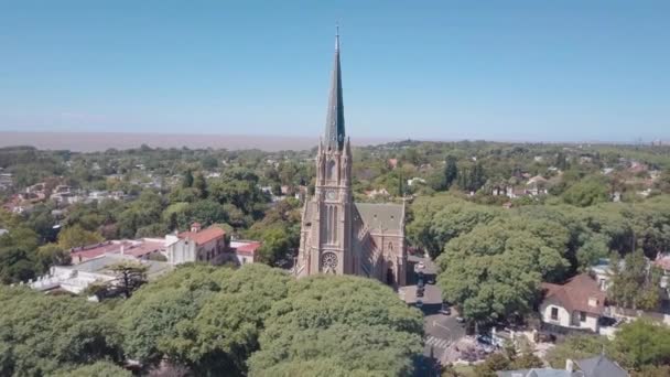 Mooie Beelden Van Gotische Kathedraal Dorp — Stockvideo
