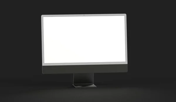 Computer Monitor Copyspace White Screen Isolated Black Background — Stock Photo, Image