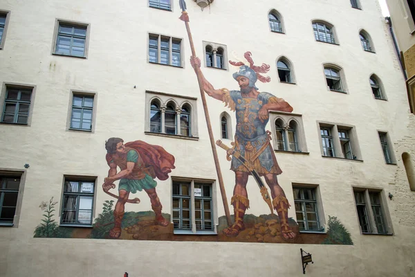 Regensburg ドイツ 2014年9月25日 レーゲンスブルクのダビデ像とゴリアテ像 — ストック写真