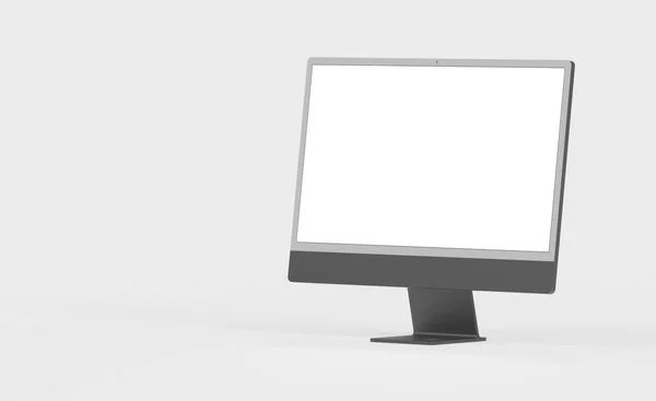 Een Computermonitor Met Kopieerruimte Het Witte Scherm Geïsoleerd Een Witte — Stockfoto