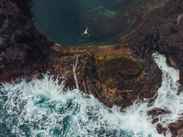 Aerial View Person Ocean — Stock Photo, Image