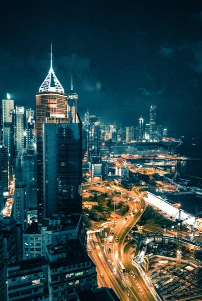 香港シティからの美しい街並みと夜景のショット — ストック写真