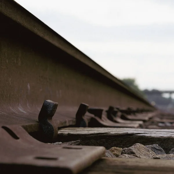 Nahaufnahme Von Details Einer Rostigen Eisenbahn — Stockfoto