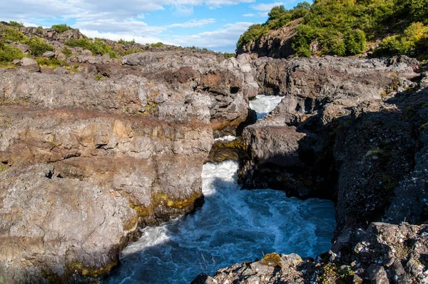 Der Barnafoss Wasserfall Island — Stockfoto