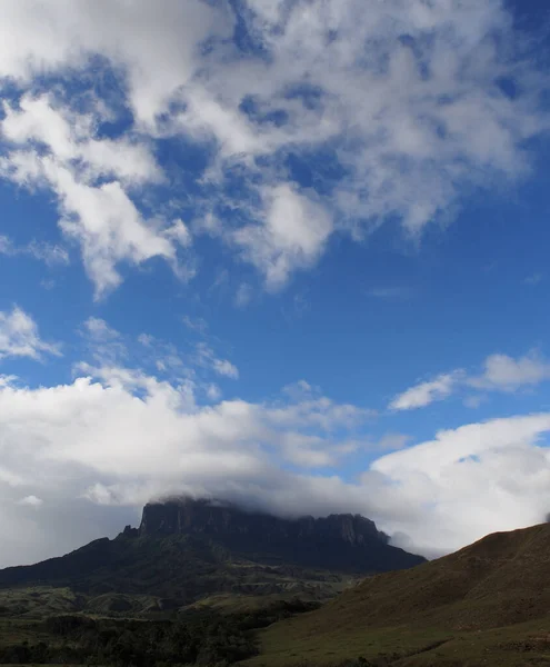 Vertikal Bild Mount Roraima Blå Molnig Himmel Och Solljus Sydamerika — Stockfoto