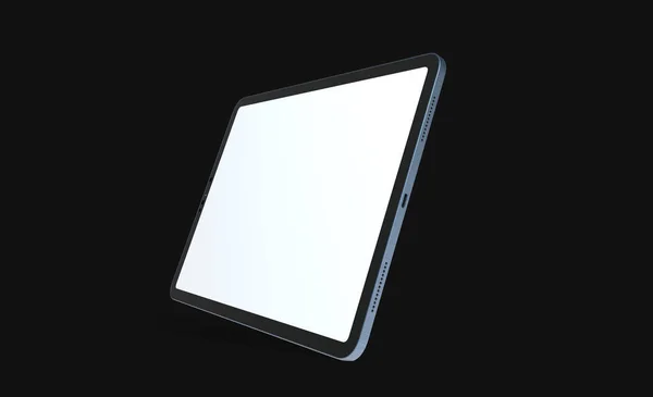 Tableta Kopírovacím Prostorem Bílé Obrazovce Izolované Černém Pozadí — Stock fotografie