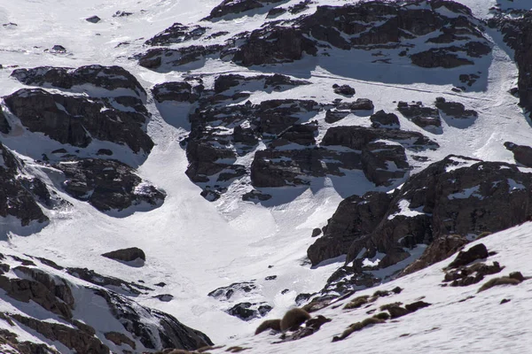 Fas Karlı Kayalık Dağların Güzel Bir Görüntüsü — Stok fotoğraf