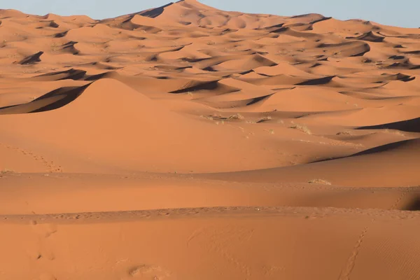 Een Prachtige Opname Van Zandduinen Sahara Woestijn Marokko — Stockfoto