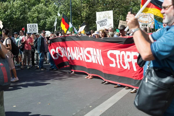 Берлин Германия Августа 2021 Года Протест Берлине Против Правил Covid — стоковое фото