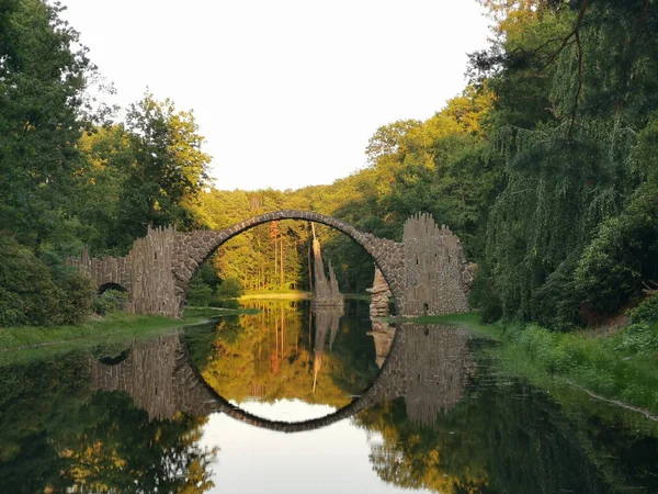 Une Vue Fascinante Pont Diable Avec Réflexion Sur Rivière Allemagne — Photo