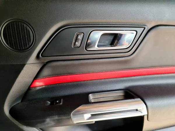 Kiel Alemanha Agosto 2021 Lado Interno Porta Ford Mustang Preto — Fotografia de Stock