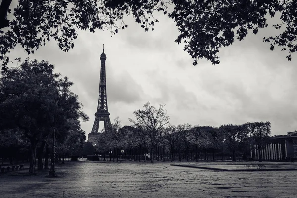 Una Toma Aérea Escala Grises París Torre Eiffel — Foto de Stock