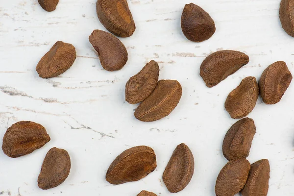 Nueces Pacana Sobre Fondo Blanco Malhumorado Texturizado Comida Vegana Saludable —  Fotos de Stock