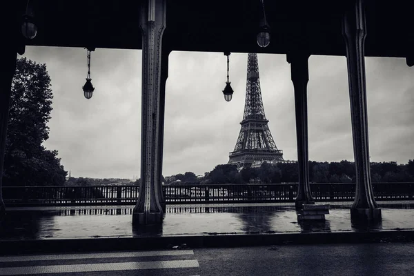 Plan Niveaux Gris Tour Eiffel Paris France — Photo