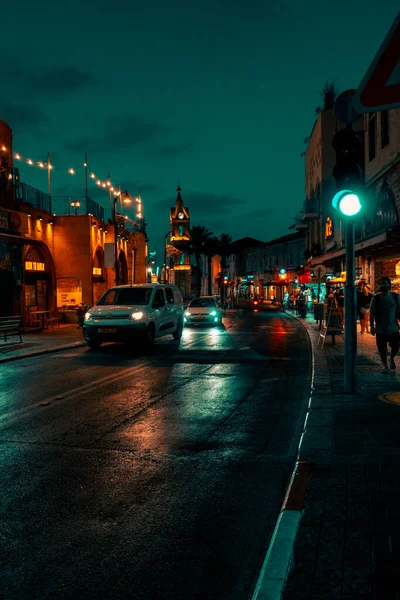 Rosh Pinna Israel Jul 2021 Vertical Shot Cars Passing Street — Stock Photo, Image