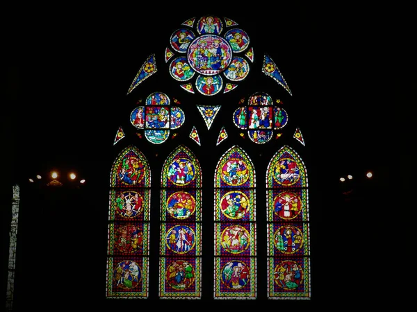 Close Janela Dos Mártires Catedral Freiburg Minster Alemanha — Fotografia de Stock