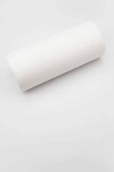 Closeup Shot White Paper Towel Roll Studio Isolated White Background — Stock Photo, Image