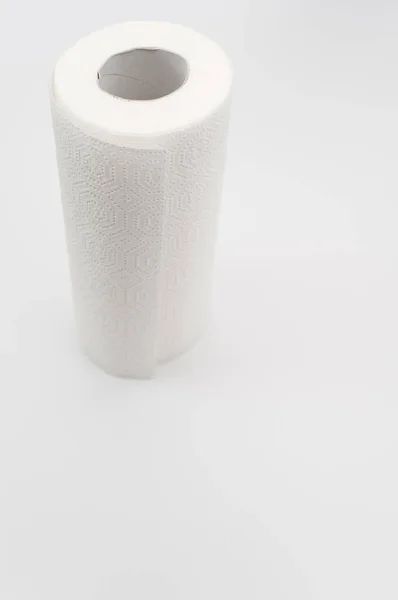 Closeup Shot White Paper Towel Roll Studio Isolated White Background — Stock Photo, Image