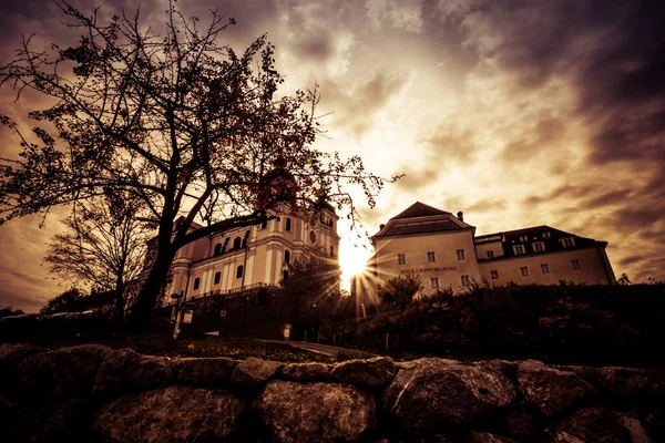 Сонтагберг Австрия Ноября 2020 Знаменитая Церковь Села Зонтагберг Австрия Закате — стоковое фото