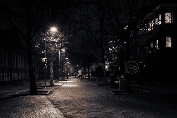 Majorna Göteborg Sveç Karanlıkta Parlayan Sokak Lambalarının Manzarası — Stok fotoğraf