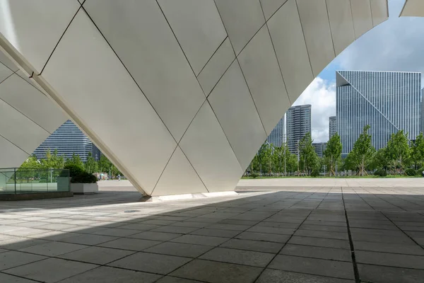 Rez Chaussée Vide Avec Des Immeubles Bureaux Modernes Centre Ville — Photo