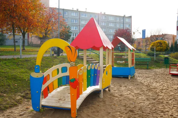 Poznan Polónia Janeiro 2016 Uma Foto Close Parque Infantil Madeira — Fotografia de Stock