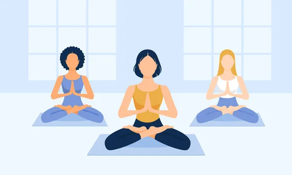 Een Illustratie Van Drie Vrouwen Beoefenen Yoga Poses Gezonde Levensstijl — Stockfoto