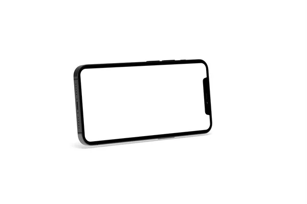 白い背景に隔離された空白のコピースペース画面を持つスマートフォン — ストック写真