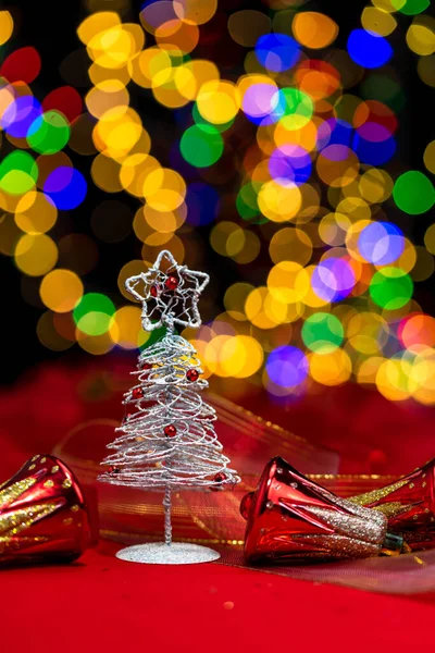 Closeup Shot Christmas New Year Decoration Christmas Ornaments Blurred Lights — Stock Photo, Image