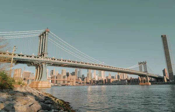 Панорама Бруклинского Моста Ист Ривер Нью Йорке Сша — стоковое фото