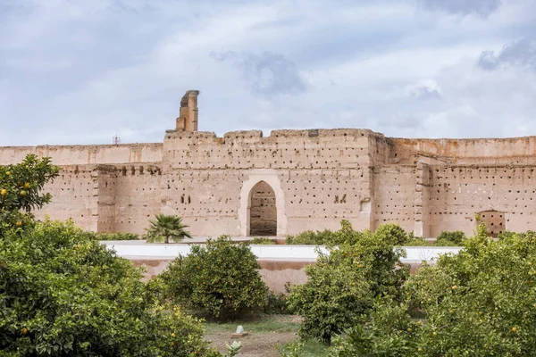 Marrakech Španělsko Prosince 2019 Nádvoří Badi Palace Zřícenina Marrákeši Maroko — Stock fotografie