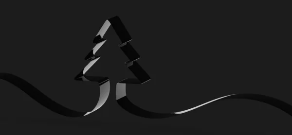 黑带在黑色背景上形成圣诞树的黑带 — 图库照片