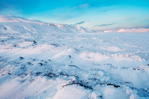 Στρώματα Χιονιού Μια Όμορφη Χειμωνιάτικη Μέρα Στην Ισλανδία Περιοδεία Του — Φωτογραφία Αρχείου