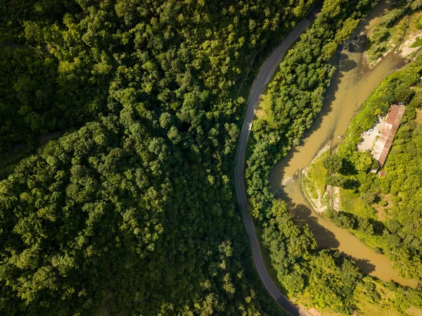 Överblick Över Ett Landskap Täckt Frodig Vegetation Och Vägar — Stockfoto