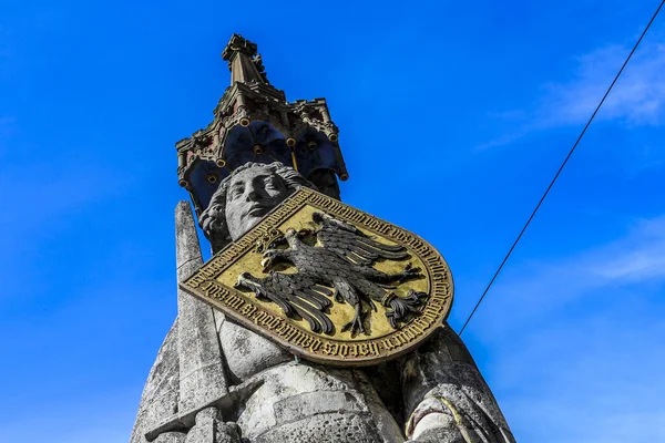 Bremer Roland Estátua Localizada Frente Casa Cidade Velha Bremen Alemanha — Fotografia de Stock