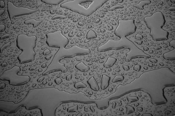 Gouttelettes Eau Pluie Mettre Commun Sur Fond Textile Imperméable Noir — Photo