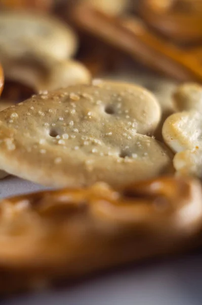 Vertical Closeup Pile Crackers Selected Focus — Stock Photo, Image