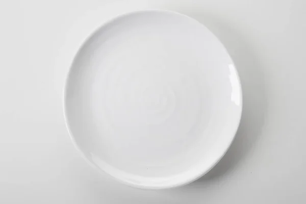 Top View New White Shaped Ceramic Plate Minimalist Style White — Stock Photo, Image