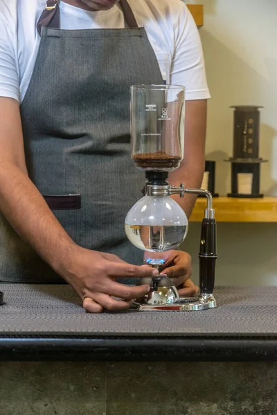 Vertical Shot Siphon Coffee Maker Home — Stock Photo, Image