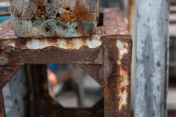 Primer Plano Viejo Detalle Acero Oxidado — Foto de Stock