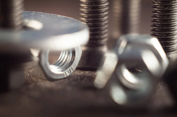 Primer Plano Tornillos Pernos Metálicos — Foto de Stock