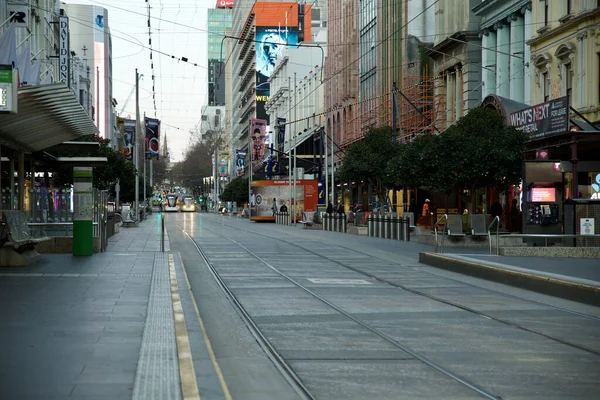 Melbourne Austrálie Srpna 2021 Prázdná Křižovatka Obchoďáku Bourke Street Melbournově — Stock fotografie