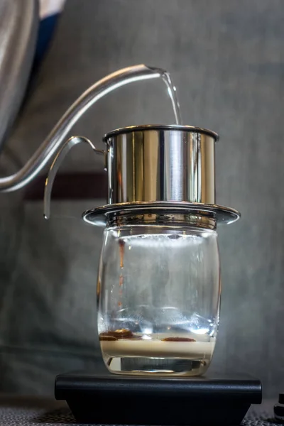 Vertical Shot Portable Stainless Steel Vietnamese Coffee Dripper — Stock Photo, Image