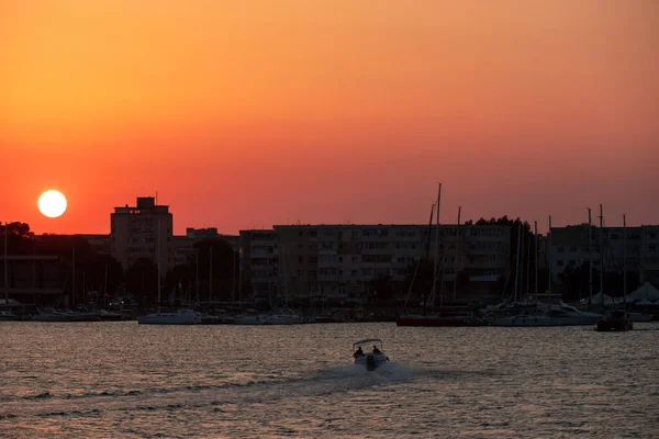 Mangalia Romania Agosto 2021 Paesaggio Con Tramonto Visto Dal Mare — Foto Stock