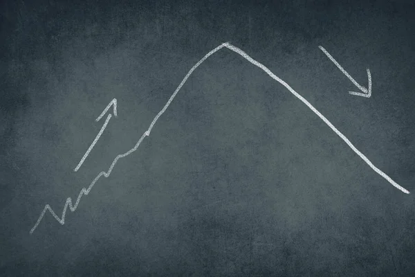 Bemutatás Egy Görbe Egy Táblán Rajz Krétával Infláció Növekvő Csökkenő — Stock Fotó